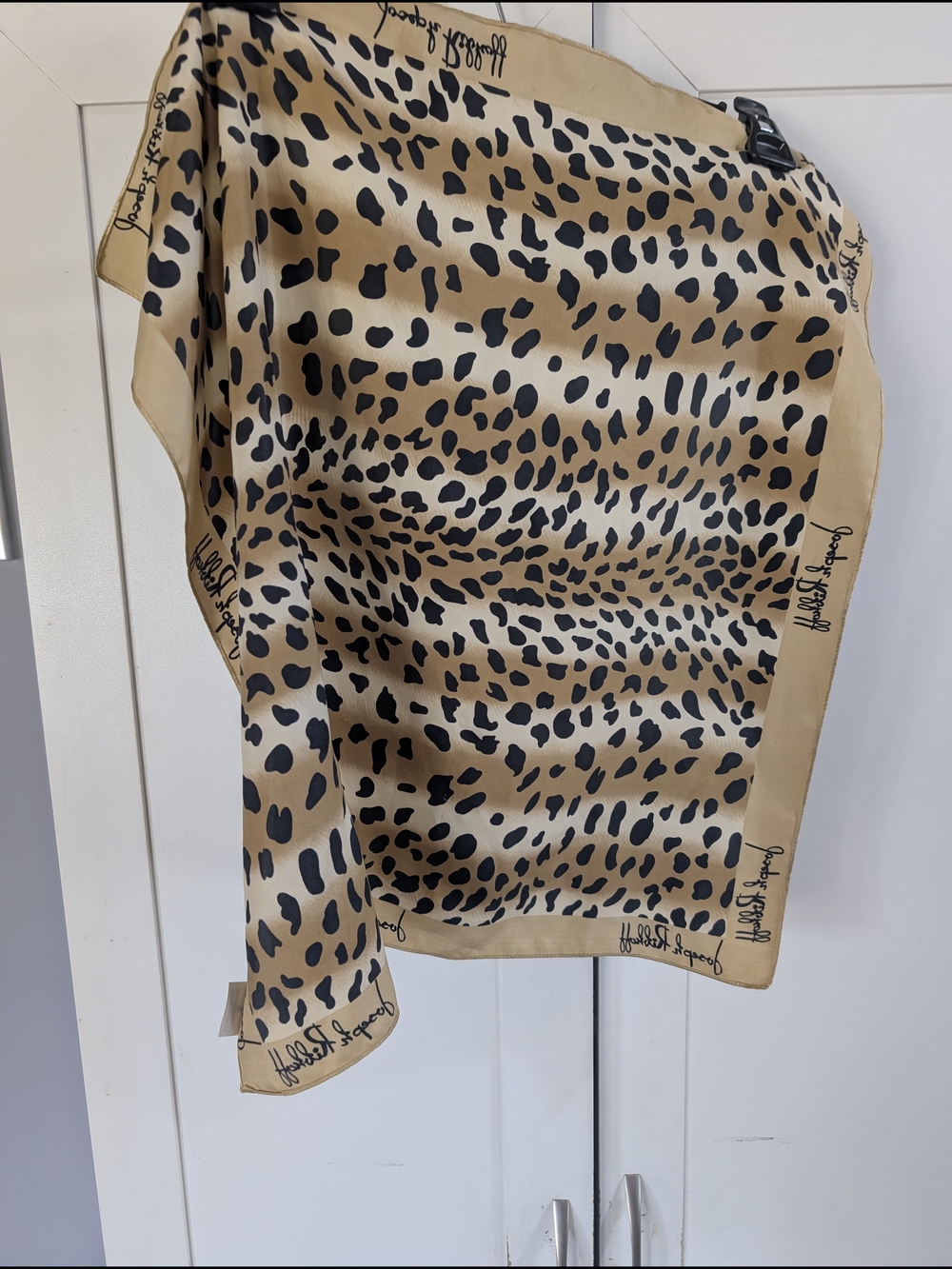 Joseph Ribkoff Beige and Black Leopard Print Silk Scarf